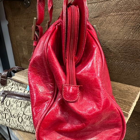 👜 Helen Welsh Red Leather Tote Shoulder Bag - Picture 6 of 12